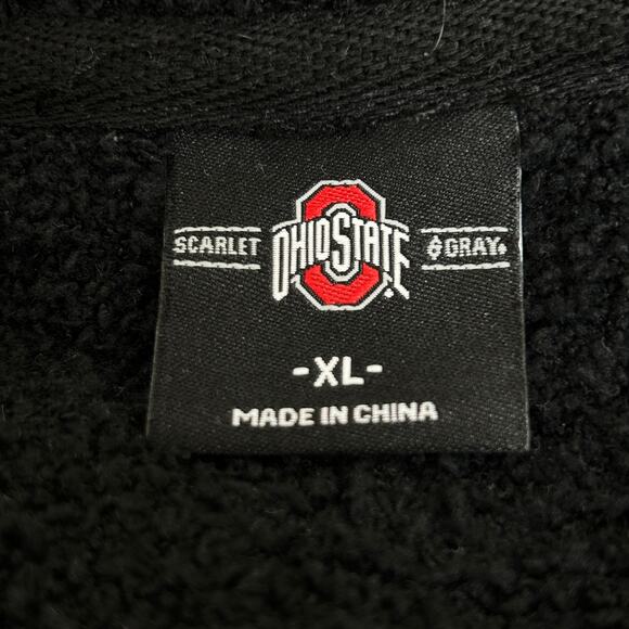 Ohio State Fuzzy Fleece Sweatshirt XL Black Red Script Cozy Game Day - Picture 3 of 6